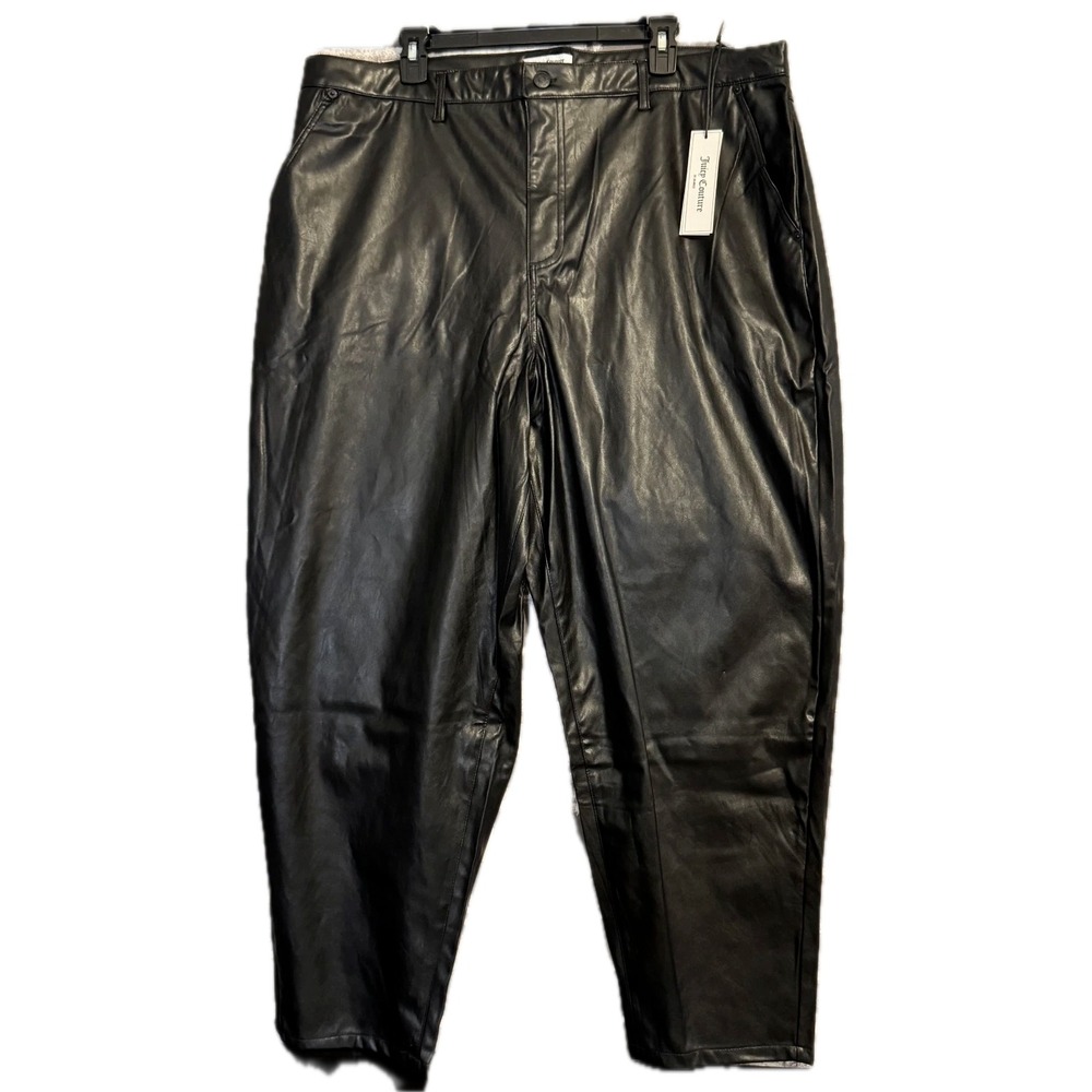 Juicy Couture Faux Leather‎ Pants Black Women's 20 Button Zip NWT